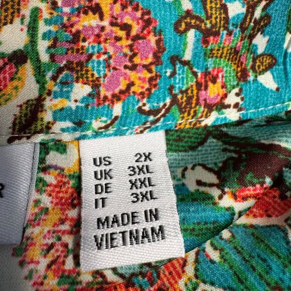 Susan Graver Womens Button Up Shirt Size 2X Floral Patchwork Blouse Work Boho - Picture 4 of 8